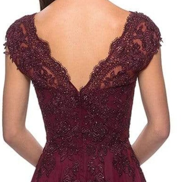 SALE NWT La Femme 26942SC Tulle  Mother of the Bride Burgundy Size 6 - Picture 6 of 10